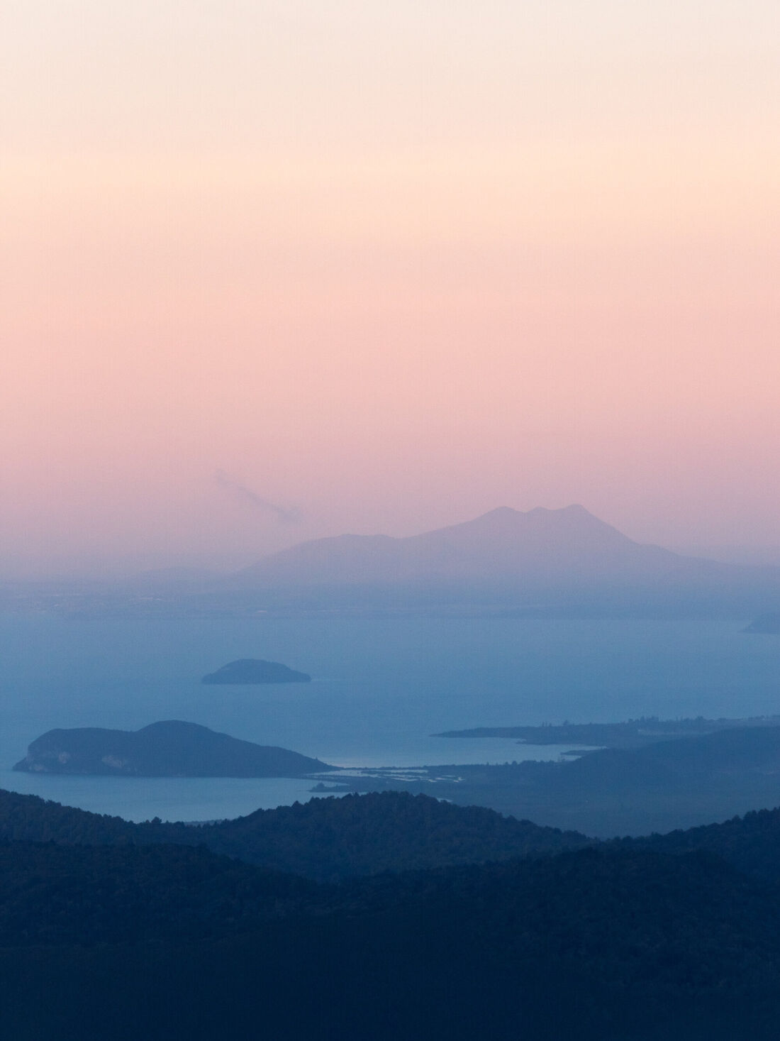 Sunset Over Taupo, From the Mountains